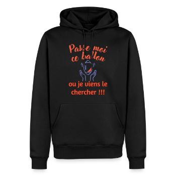 Passe moi ce ballon matchs rugby cadeau - Sweat à capuche Premium bio Homme - noir - Devant - Nico (187cm)