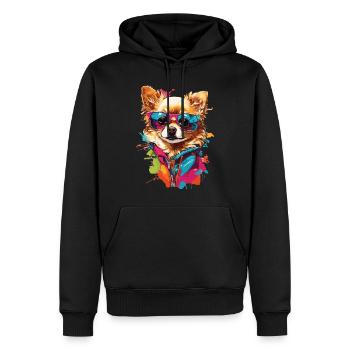 Chihuahua mignon avec des lunettes de soleil: Cute Elegan - Sweat à capuche Premium bio Homme - noir - Devant - Nico (187cm)