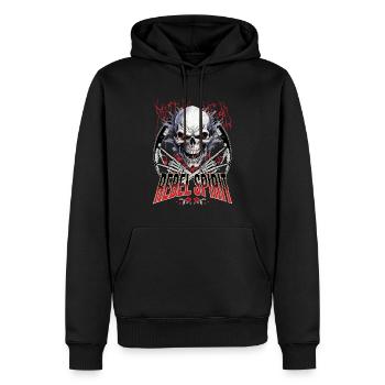 Totenkopf Totenschädel Skelett Motorrad Biker Gang - Männer Premium Bio Hoodie - Schwarz - Vorne - Nico (187cm)