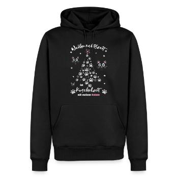 Weihnachtszeit ist Kuschelzeit mit meinen Katzen 2 - Männer Premium Bio Hoodie - Schwarz - Vorne - Nico (187cm)