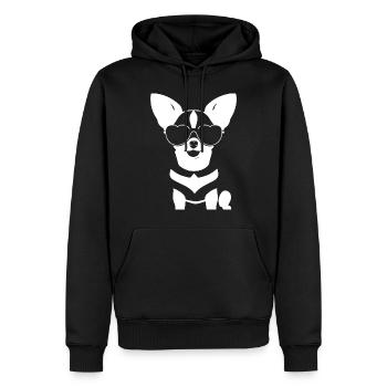 Chihuahua drôle portant des lunettes de soleil Chihuahuas - Sweat à capuche Premium bio Homme - noir - Devant - Nico (187cm)