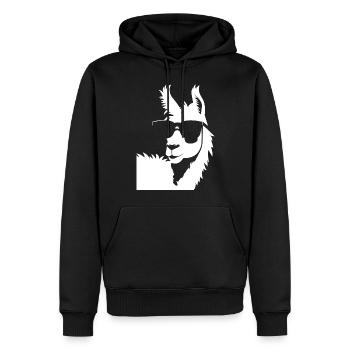 Lustiges Alpaka mit Sonnenbrille Coole Alpakas - Männer Premium Bio Hoodie - Schwarz - Vorne - Nico (187cm)
