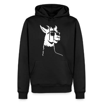 Lustiges Alpaka mit Sonnenbrille Coole Alpakas - Männer Premium Bio Hoodie - Schwarz - Vorne - Nico (187cm)