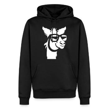 Lustiges Lama mit Sonnenbrille Coole Lamas - Männer Premium Bio Hoodie - Schwarz - Vorne - Nico (187cm)