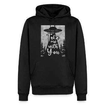 Alien Spaceship Soucoupe Planète - Sweat à capuche Premium bio Homme - noir - Devant - Nico (187cm)