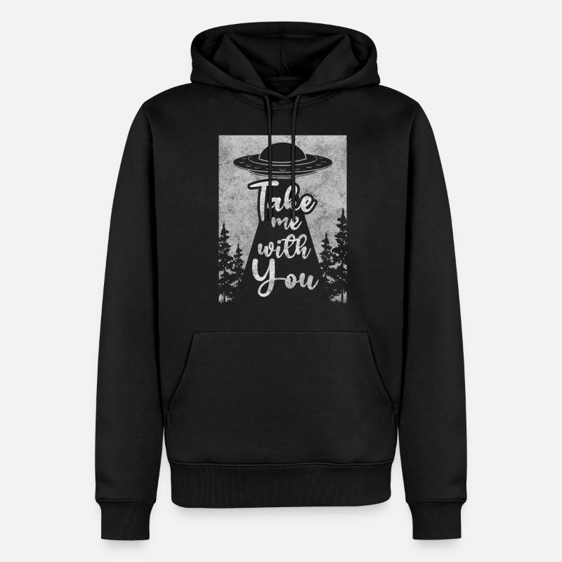 Alien Spaceship Soucoupe Planète - Sweat à capuche Premium bio Homme - noir