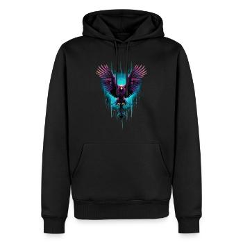 Adler Adlerkopf Raubvogel Greifvogel Tier Neon - Männer Premium Bio Hoodie - Schwarz - Vorne - Nico (187cm)