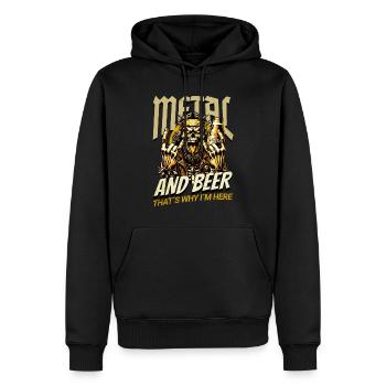 HEAVY METAL ET BIÈRE, C’EST POURQUOI JE SUIS ICI - Sweat à capuche Premium bio Homme - noir - Devant - Nico (187cm)