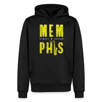 Concert d’artiste solo de musique de rue - Sweat à capuche Premium bio Homme - noir - Devant - Nico (187cm)