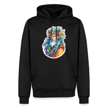 Aquarelles de druide - Sweat à capuche Premium bio Homme - noir - Devant - Nico (187cm)