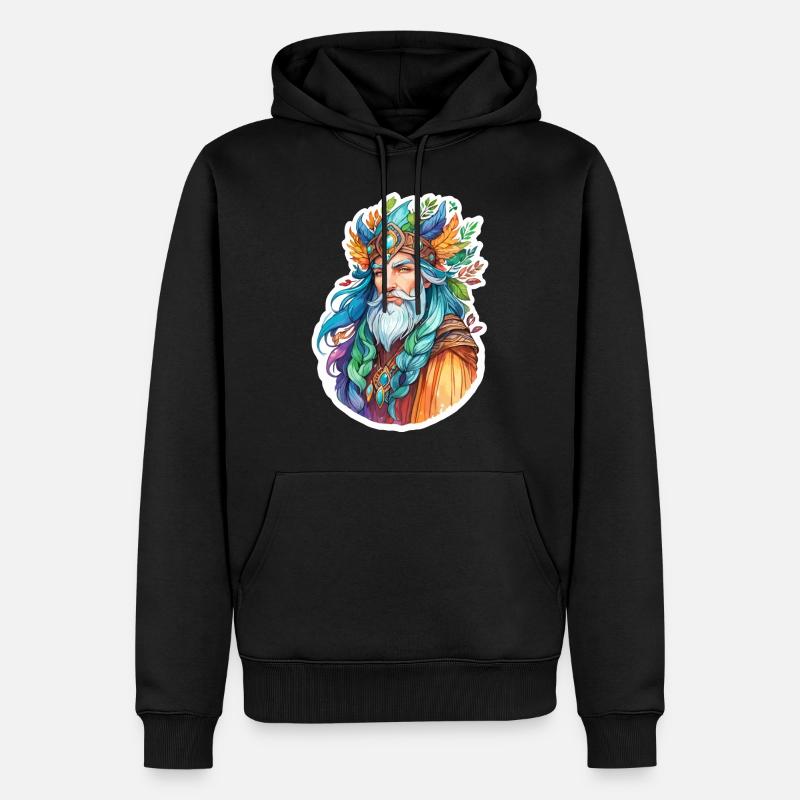 Druide Wasserfarben - Männer Premium Bio Hoodie - Schwarz