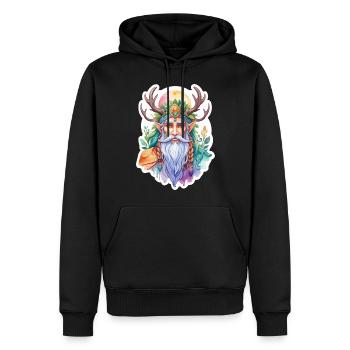 Aquarelles de druide - Sweat à capuche Premium bio Homme - noir - Devant - Nico (187cm)