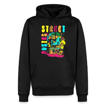 Pulvérisateur urbain Streetwear Streetstyle - Sweat à capuche Premium bio Homme - noir - Devant - Nico (187cm)