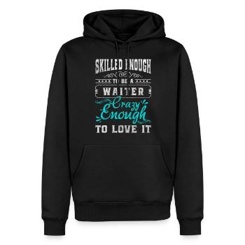 Kellnerin Fachkraft Trinkgeld Bedienung - Männer Premium Bio Hoodie - Schwarz - Vorne - Nico (187cm)