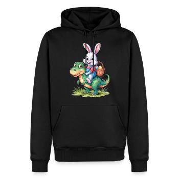 Osterhase Dinosaurier Dino Ostern lustig niedlich - Männer Premium Bio Hoodie - Schwarz - Vorne - Nico (187cm)