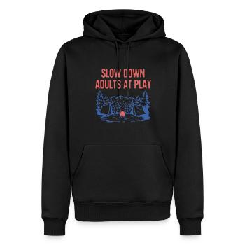 Slow Down Adults at Play Camping Outdoor Game - Männer Premium Bio Hoodie - Schwarz - Vorne - Nico (187cm)
