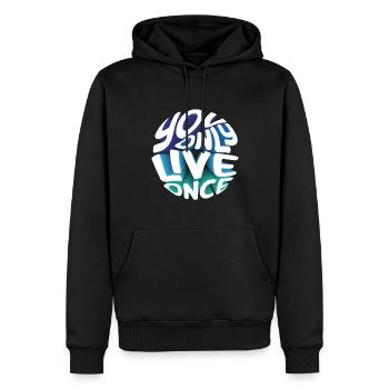 You only live once - du lebst nur einmal - Männer Premium Bio Hoodie - Schwarz - Vorne - Nico (187cm)