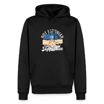 Pas estonien mais voyageur de pays solidaire - Sweat à capuche Premium bio Homme - noir - Devant - Nico (187cm)