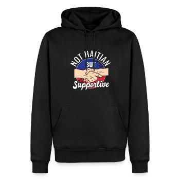 Pas haïtien mais un voyageur de campagne solidaire Haïti - Sweat à capuche Premium bio Homme - noir - Devant - Nico (187cm)