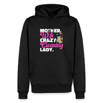 Aide domestique, femme de ménage, femme de ménage - Sweat à capuche Premium bio Homme - noir - Devant - Nico (187cm)