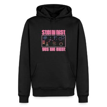 Steminist Yes We Exist - Men’s Premium Organic Hoodie - black - Front - Nico (187cm)