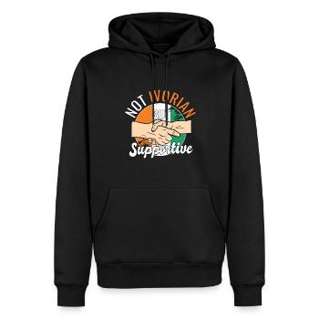 Pas ivoirien mais un voyageur de campagne solidaire Ivory - Sweat à capuche Premium bio Homme - noir - Devant - Nico (187cm)