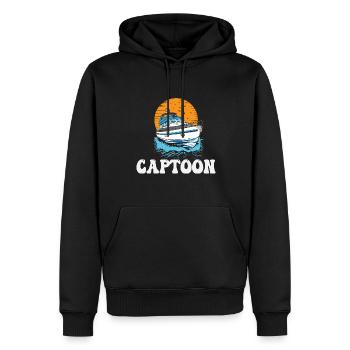 Captoon Captain Papa Pontoon King Father's Day - Men’s Premium Organic Hoodie - black - Front - Nico (187cm)