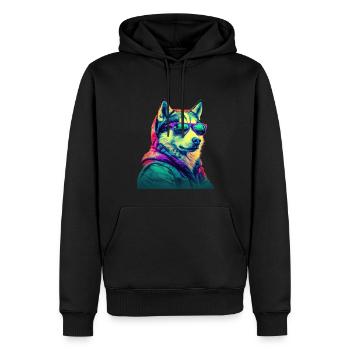 Husky avec lunettes de soleil Coloré Cool Huskies Chien - Sweat à capuche Premium bio Homme - noir - Devant - Nico (187cm)