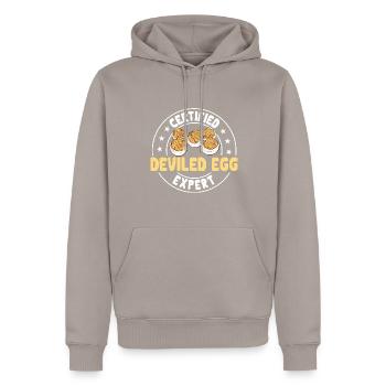Gefüllte Eier Deviled Eggs - Männer Premium Bio Hoodie - Taupe - Vorne - Nico (187cm)