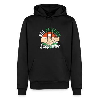 Pas le Nigeria mais un voyageur de pays solidaire - Sweat à capuche Premium bio Homme - noir - Devant - Nico (187cm)