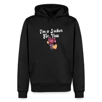Je suis une ventouse pour toi Romantique Saint-Valentin - Sweat à capuche Premium bio Homme - noir - Devant - Nico (187cm)
