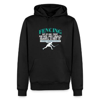 Drôle Escrime Athlète Entraîneur Épée Combat Combat - Sweat à capuche Premium bio Homme - noir - Devant - Nico (187cm)