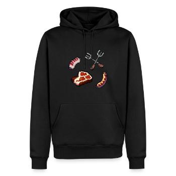 BBQ / Grillades en Pixel Art - Sweat à capuche Premium bio Homme - noir - Devant - Nico (187cm)
