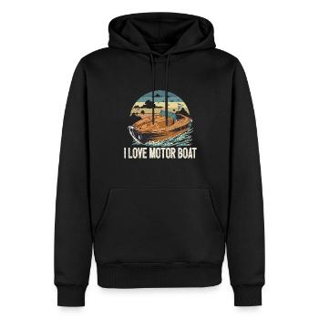 J’aime la parade de bateaux à moteur Citation de bateau à moteur - Sweat à capuche Premium bio Homme - noir - Devant - Nico (187cm)