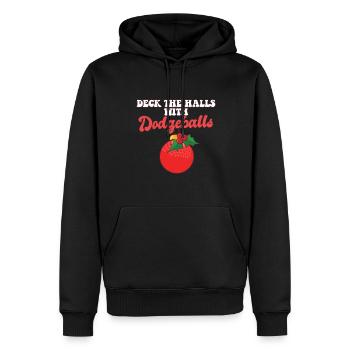 Dodgeball joueur entraîneur Noël boules de Noël pont le - Sweat à capuche Premium bio Homme - noir - Devant - Nico (187cm)