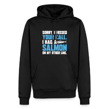 Pêche au saumon Pêcheur de saumon - Sweat à capuche Premium bio Homme - noir - Devant - Nico (187cm)
