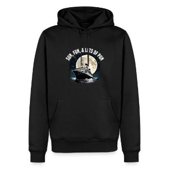 Plaisir du soleil et beaucoup de jeux de mots sur les vacances en bateau de croisière - Sweat à capuche Premium bio Homme - noir - Devant - Nico (187cm)