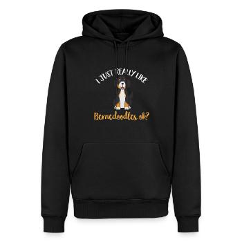Bernedoodle Hund - Männer Premium Bio Hoodie - Schwarz - Vorne - Nico (187cm)