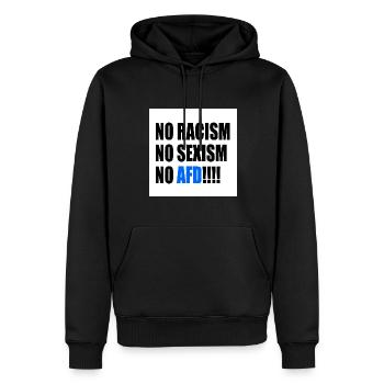 no racism no sexism no afd - Männer Premium Bio Hoodie - Schwarz - Vorne - Nico (187cm)