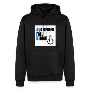 auf keinen fall digga - Männer Premium Bio Hoodie - Schwarz - Vorne - Nico (187cm)
