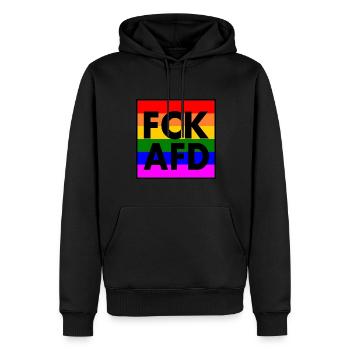 Fck afd - Sweat à capuche Premium bio Homme - noir - Devant - Nico (187cm)