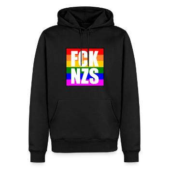 Fck nzs - Männer Premium Bio Hoodie - Schwarz - Vorne - Nico (187cm)