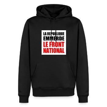 Die Republik fickt den Front National - Männer Premium Bio Hoodie - Schwarz - Vorne - Nico (187cm)