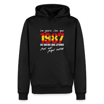 Eine Legende wurde 1987 geboren - Männer Premium Bio Hoodie - Schwarz - Vorne - Nico (187cm)