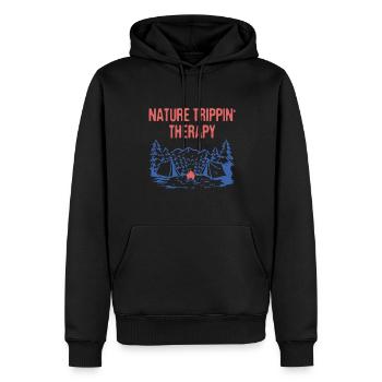 Nature Trippin' Thérapie Camping d’été Tropical - Sweat à capuche Premium bio Homme - noir - Devant - Nico (187cm)