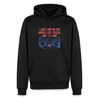 Dames S’il vous plaît un à la fois Camping Randonnée Camping Camping - Sweat à capuche Premium bio Homme - noir - Devant - Nico (187cm)