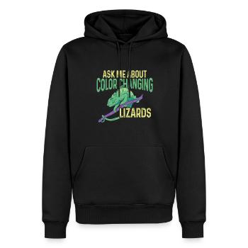 Caméléon, Lézard, Reptile, Herpétologiste - Sweat à capuche Premium bio Homme - noir - Devant - Nico (187cm)