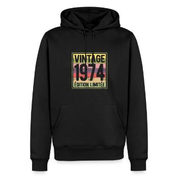 VINTAGE 1974 EDITION LIMITEE - Sweat à capuche Premium bio Homme - noir - Devant - Nico (187cm)