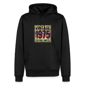 VINTAGE 1975 EDITION LIMITEE - Sweat à capuche Premium bio Homme - noir - Devant - Nico (187cm)