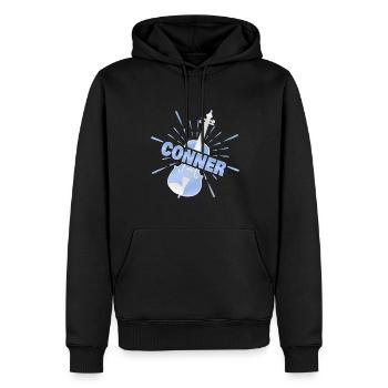 Violon Conner - Sweat à capuche Premium bio Homme - noir - Devant - Nico (187cm)